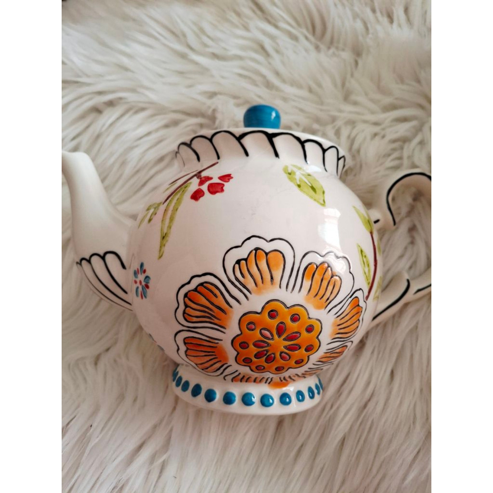 Anthropologie Dutch Wax coastline imports hand-painted Floral Teapot & Pitcher - Picture 4 of 8